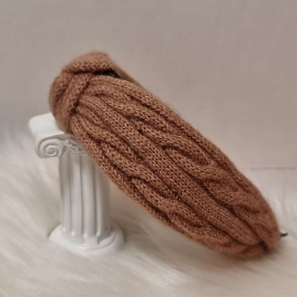 CABLE RIBBED SWEATER KNIT HEADBAND dark khaki - Picture 1 of 6